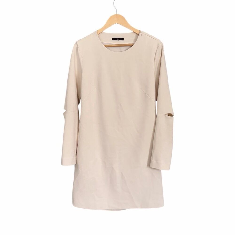 Tibi Cream Dress Open Back and Elbows Long Sleeve